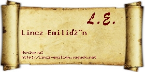 Lincz Emilián névjegykártya